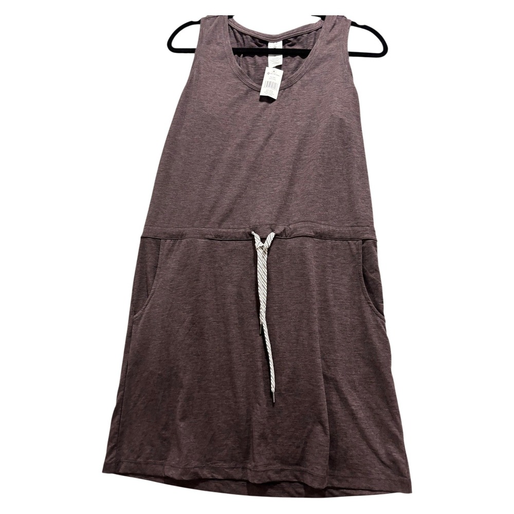 Members Mark Favorite Soft Dress Womens M Plum Heather Sleeveless Drawstring NWT